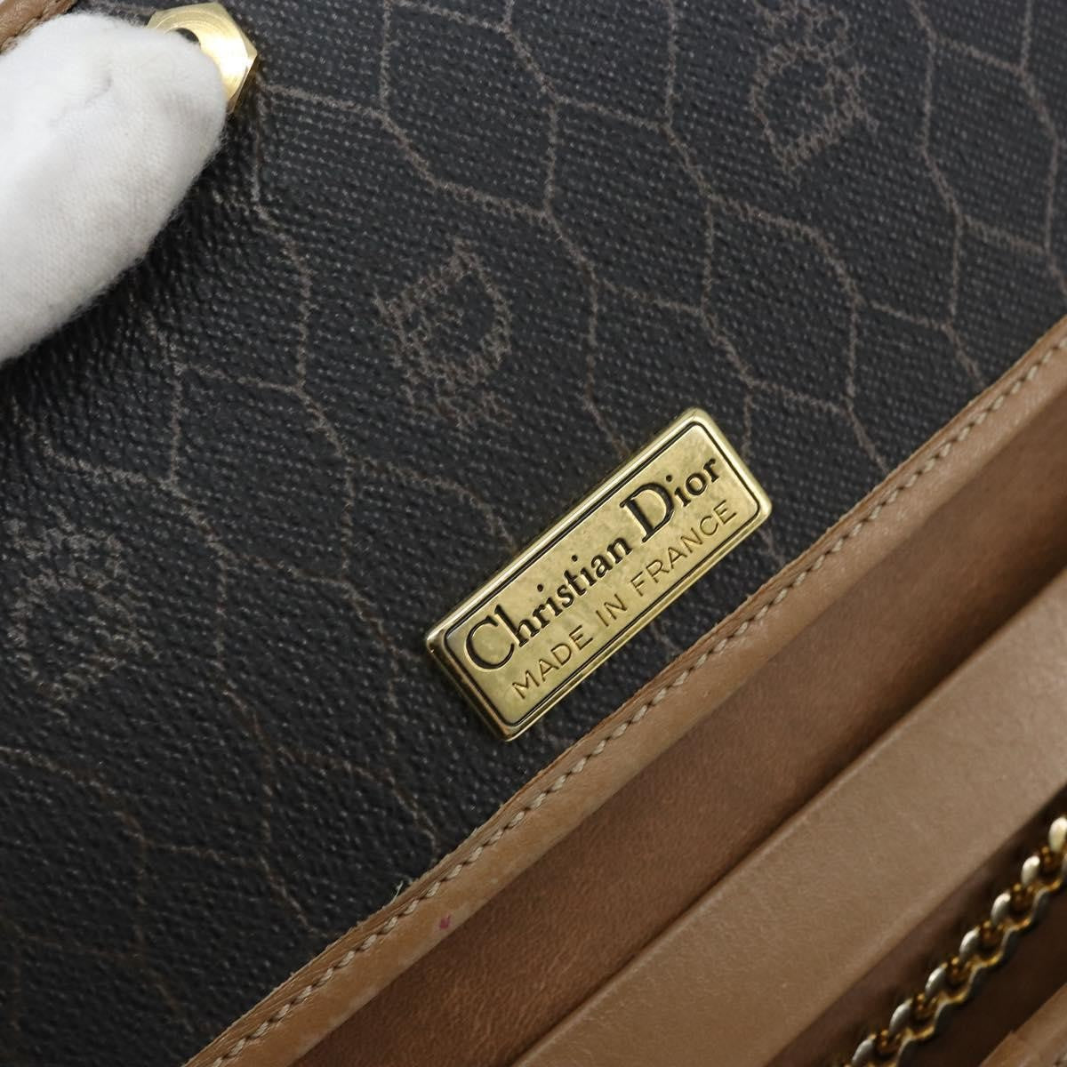 Christian Dior Vintage Honeycomb Chain Canvas Black Canvas Shoulder Bag Bag (Pre-Owned)