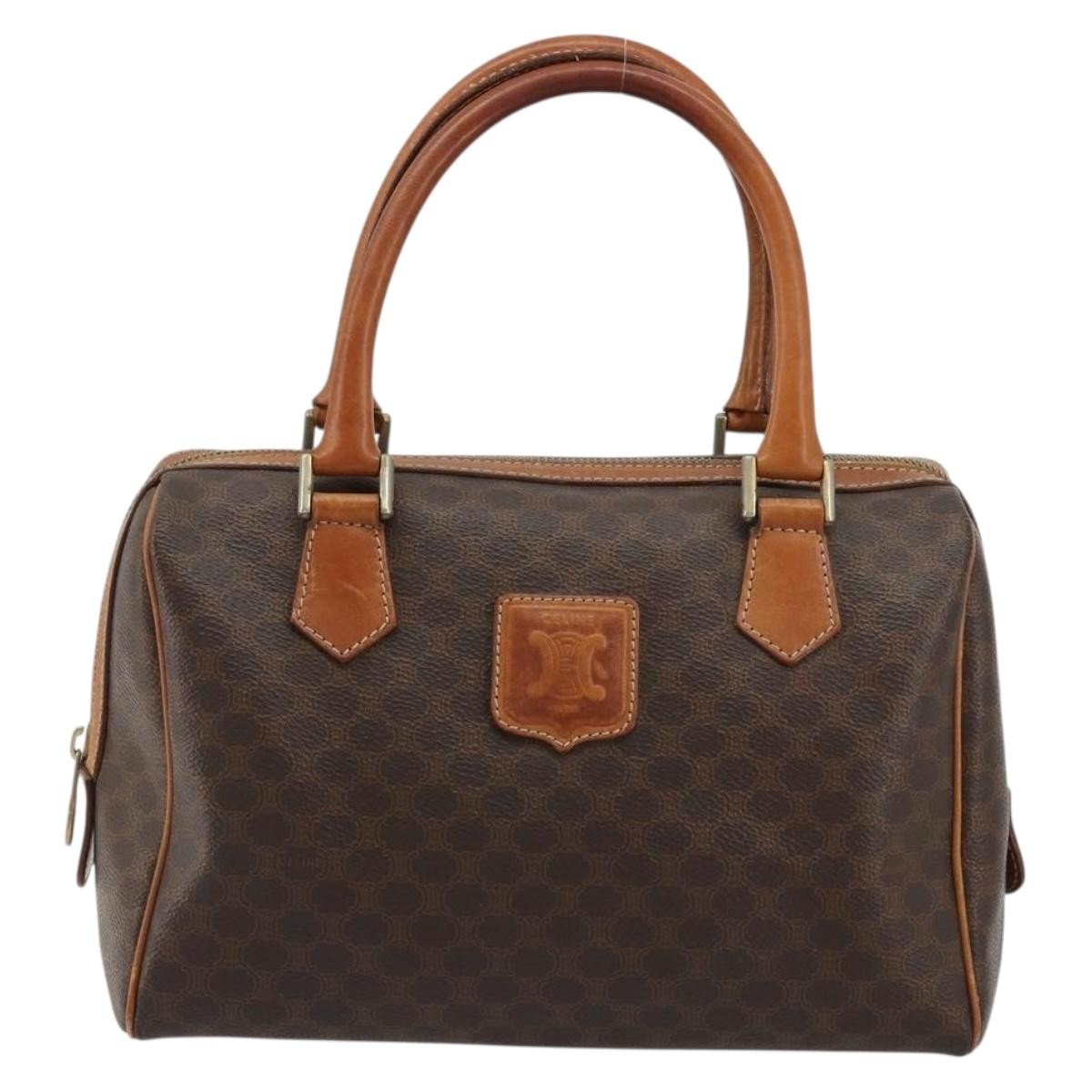 Celine Vintage Triomphe Handbag Canvas Brown Canvas Handbag (Pre-Owned)
