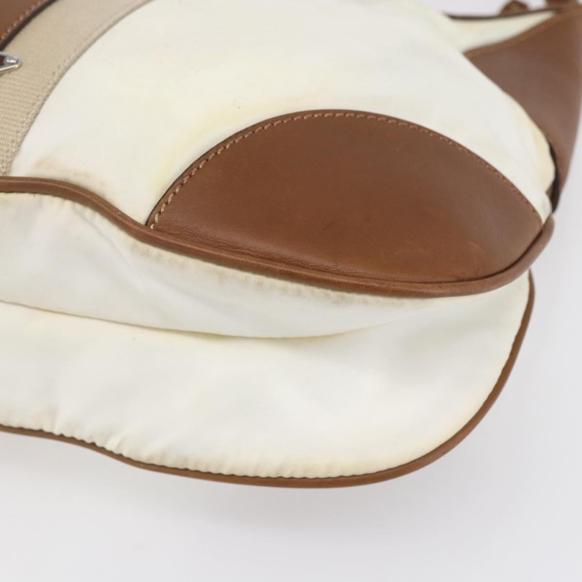 Prada Vintage Shoulder Bag Nylon And Leather Beige Nylon Shoulder Bag Bag (Pre-Owned)