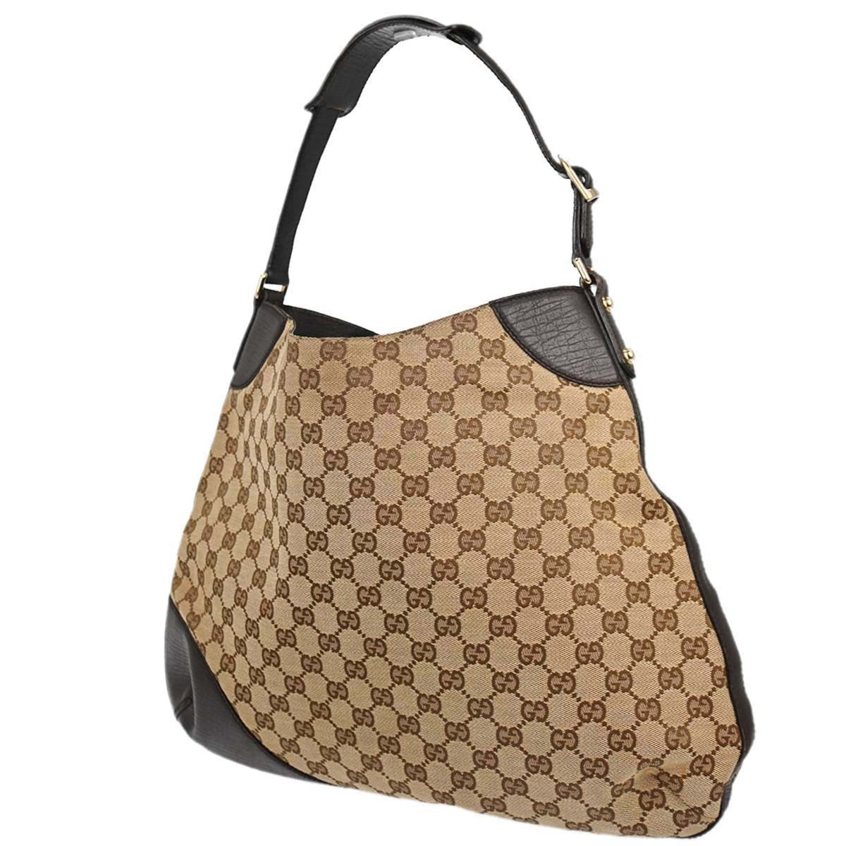 Gucci Vintage Horsebit Shoulder Bag Canvas Brown Canvas Shoulder Bag Bag (Pre-Owned)
