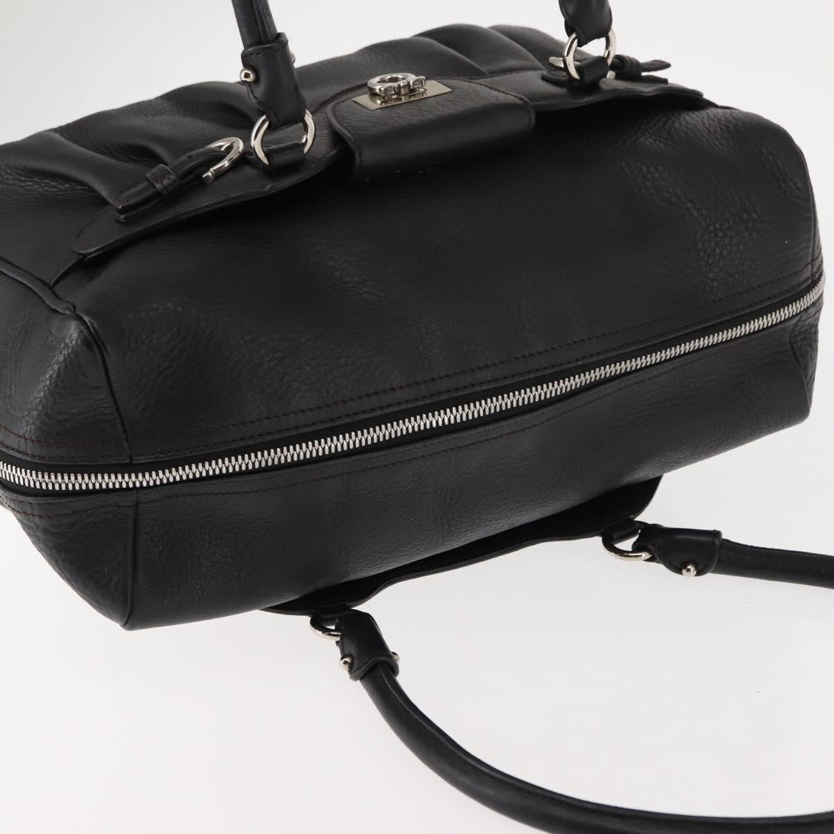 Salvatore Ferragamo Gancini Buckle Shoulder Bag Leather Black Leather Shoulder Bag Bag (Pre-Owned)