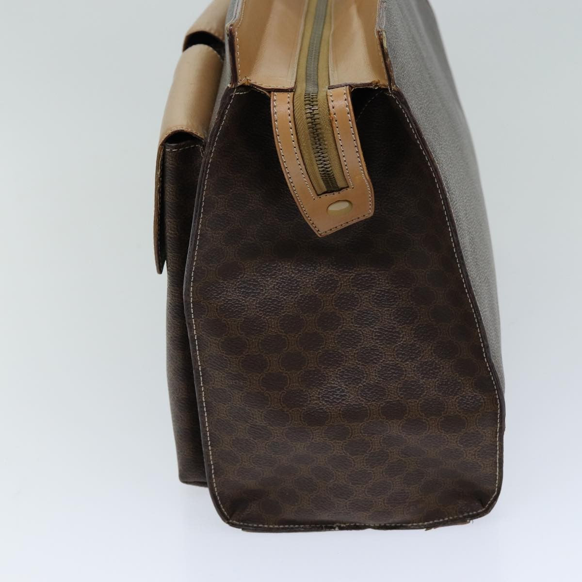 Celine Vintage Macadam Tote Bag Canvas And Leather Brown Canvas Tote Bag Bag (Pre-Owned)