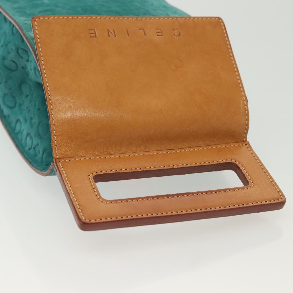 Celine Macadam Shoulder Bag Canvas Turquoise Suede Bag (Pre-Owned)