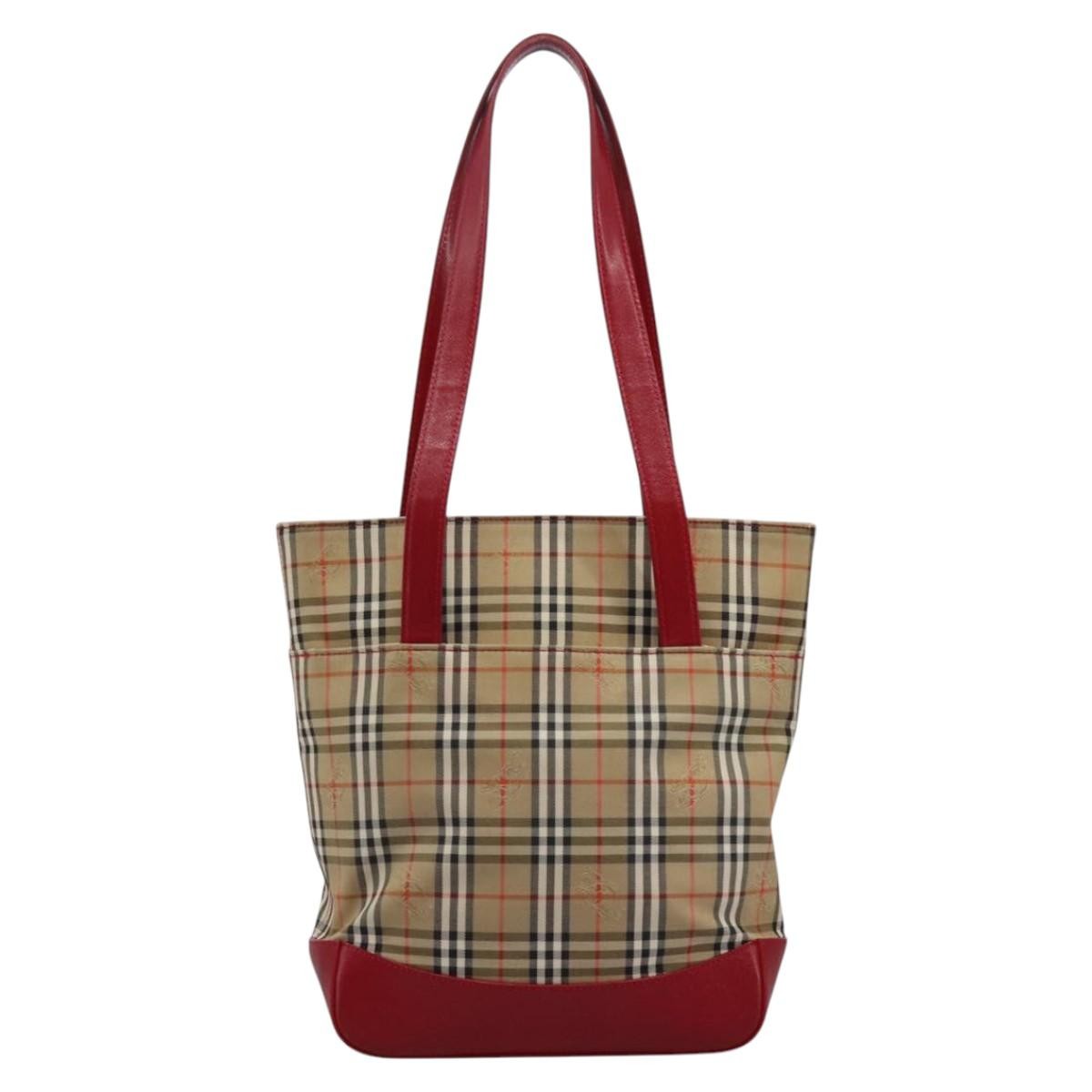 Burberry Nova Check Tote Canvas Check Pattern Beige Canvas Tote Bag Bag (Pre-Owned)