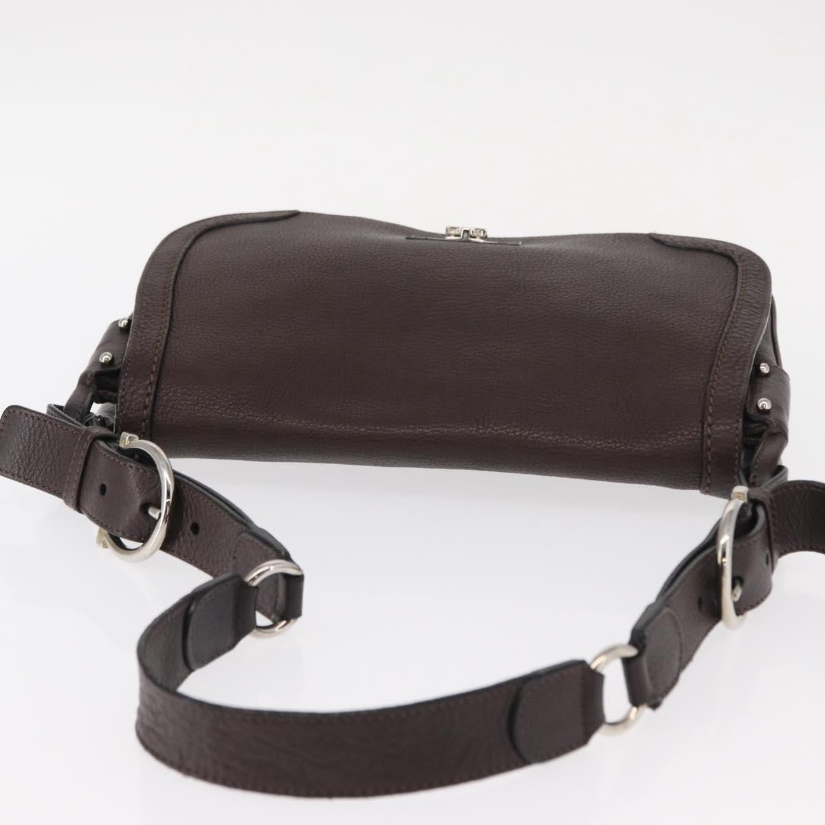 Salvatore Ferragamo Gancini Shoulder Bag Leather Brown Leather Shoulder Bag Bag (Pre-Owned)