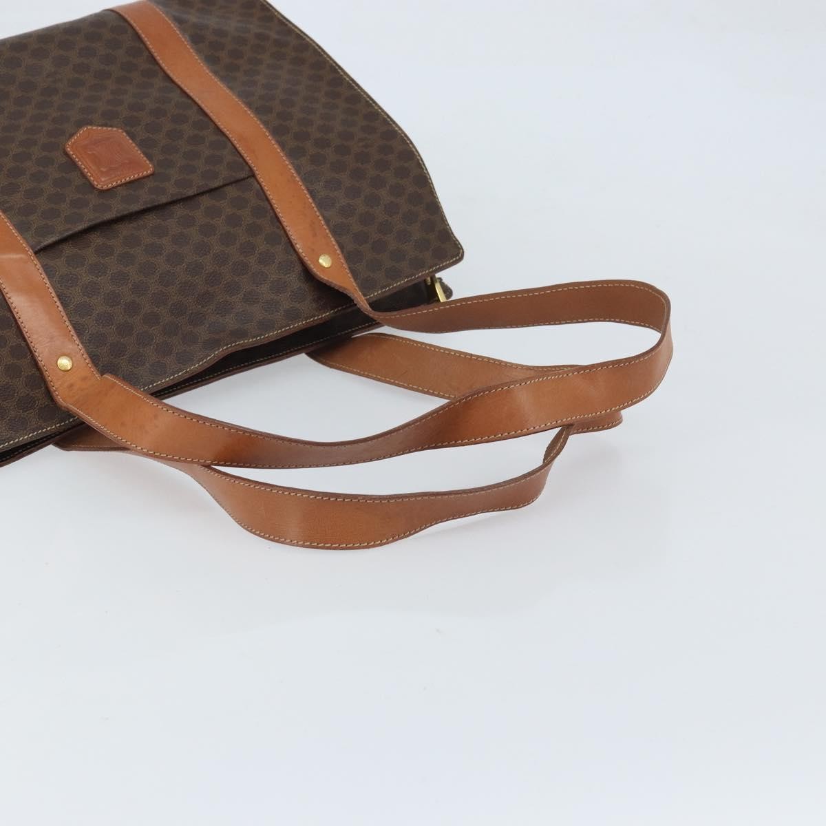 Celine Vintage Macadam Handbag Canvas And Leather Brown Canvas Tote Bag Bag (Pre-Owned)