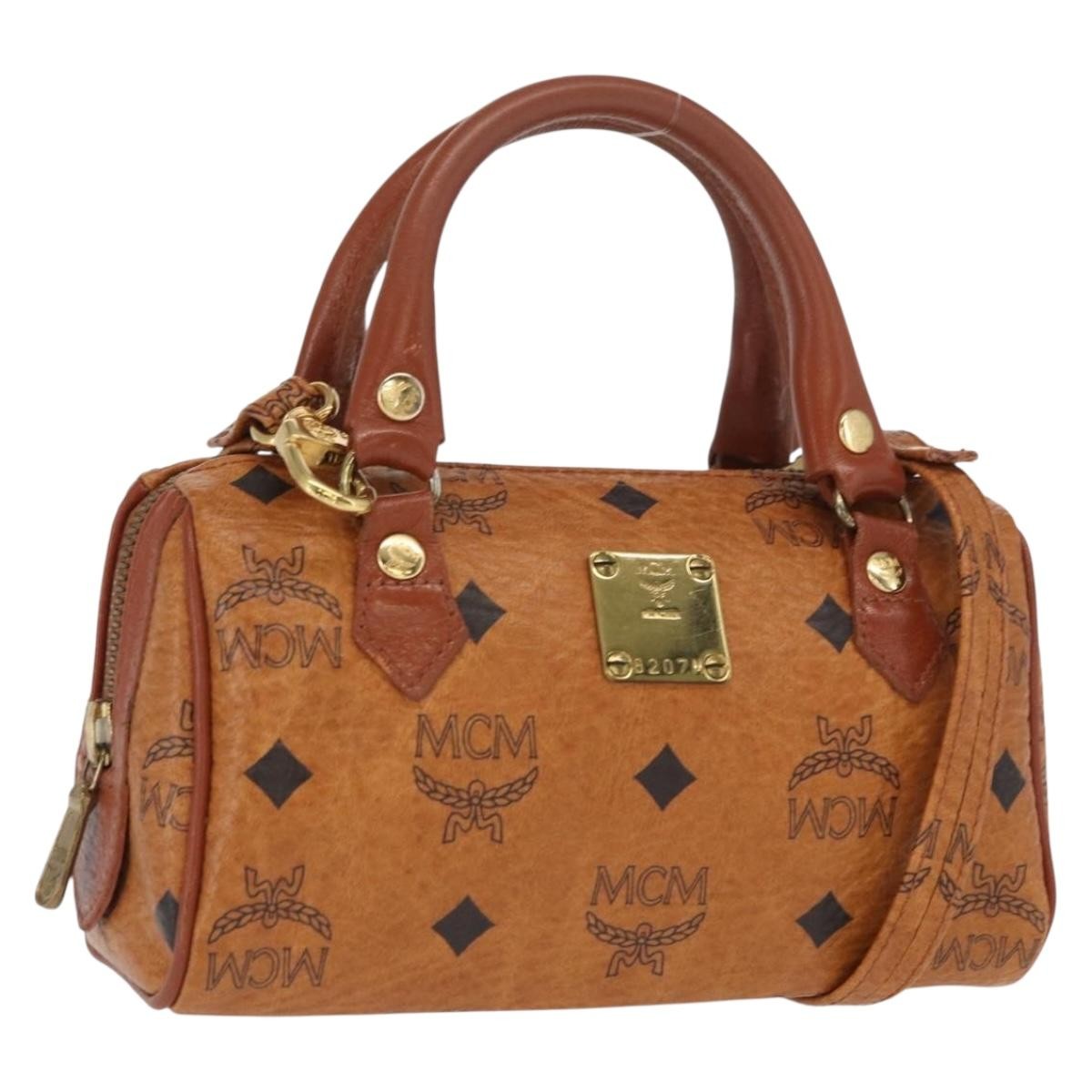 MCM Visetos Handbag Canvas And Leather Brown Canvas Handbag (Pre-Owned)