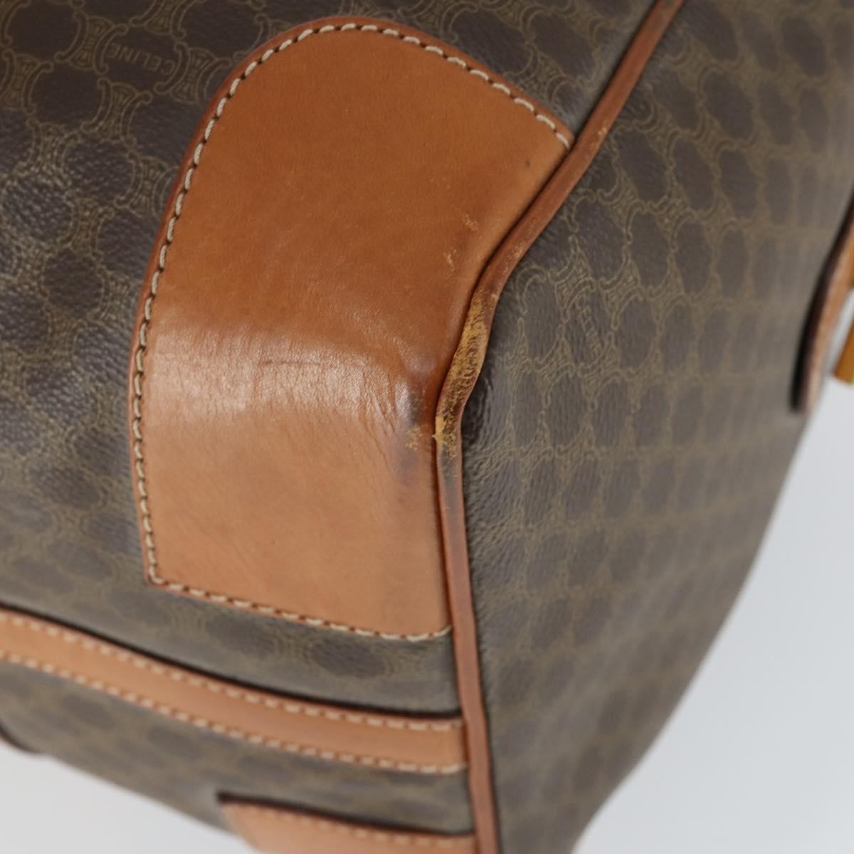 Celine Vintage Duffle Bag Canvas And Leather Brown Canvas Travel Bag Bag (Pre-Owned)