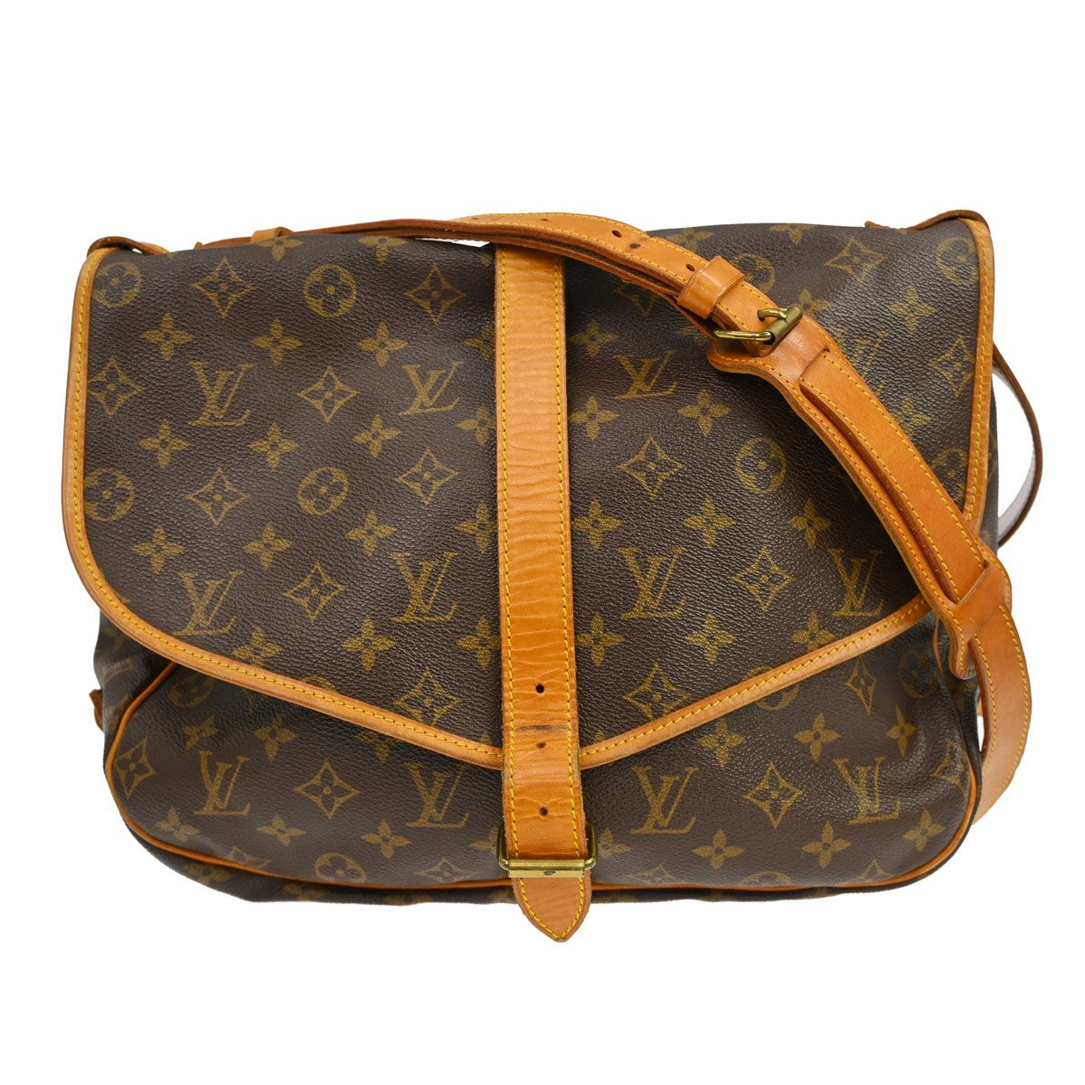 Louis Vuitton Saumur Handbag Monogram Canvas Brown Canvas Shoulder Bag Bag (Pre-Owned)