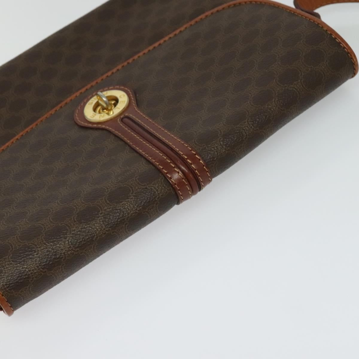 Celine Vintage Macadam Shoulder Bag Canvas And Leather Brown Canvas Shoulder Bag Bag (Pre-Owned)