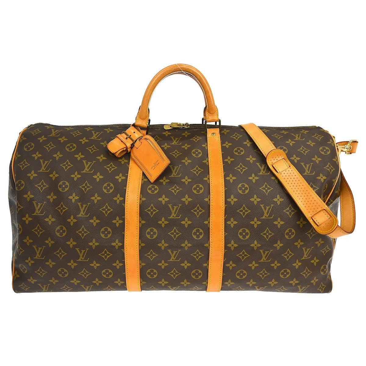 Louis Vuitton Keepall Bandouliere Bag Monogram Canvas Brown Canvas Travel Bag Bag (Pre-Owned)