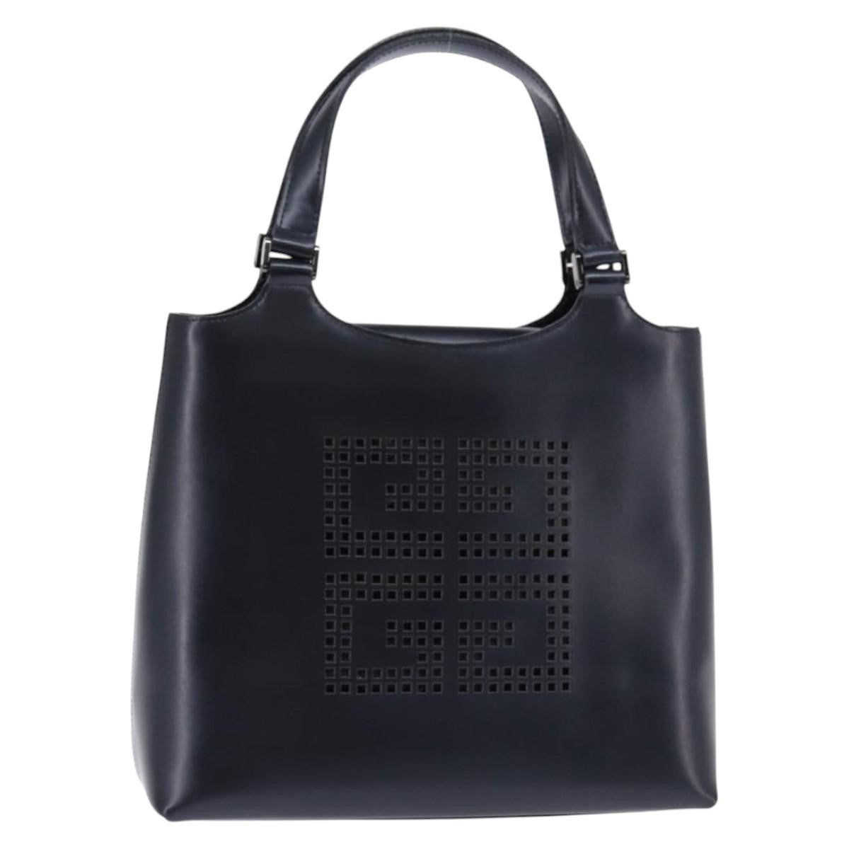 Givenchy Vintage 4G Handbag Leather Navy Leather Handbag (Pre-Owned)