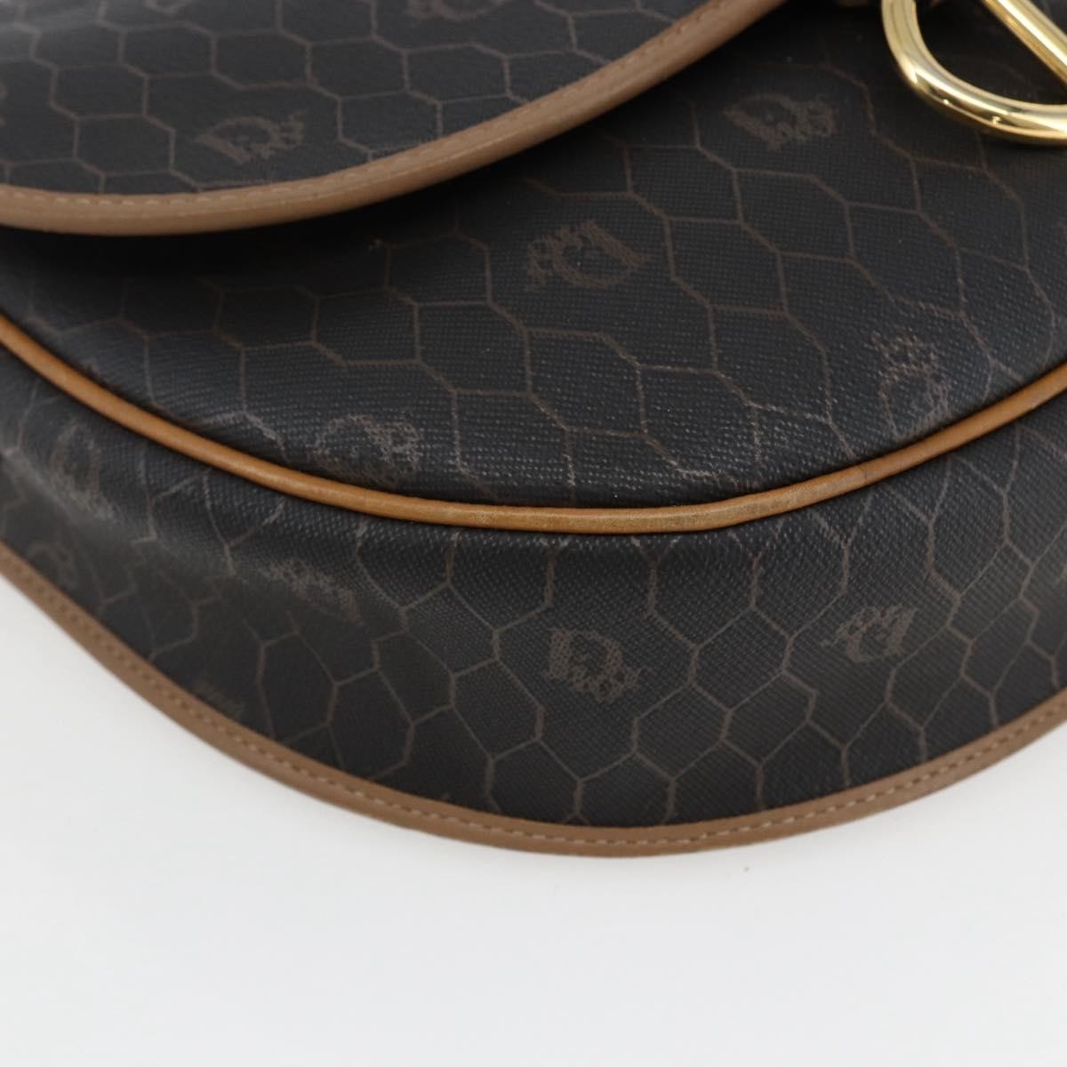 Christian Dior Vintage Honeycomb Shoulder Bag Canvas And Leather Black Canvas Shoulder Bag Bag (Pre-Owned)