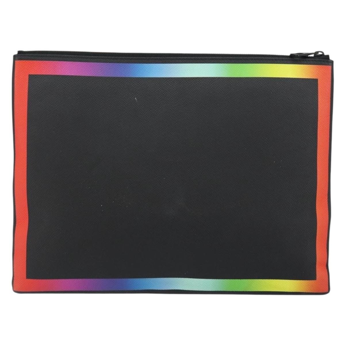 Louis Vuitton Pochette A4 Rainbow Taiga Leather Black Leather Clutche & Pouche Bag (Pre-Owned)
