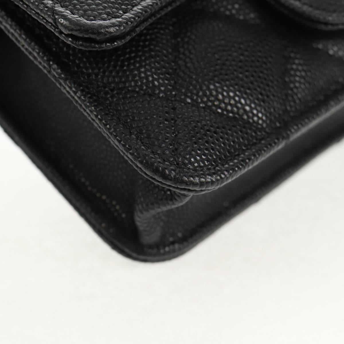 Chanel Classic Flap Clutch With Chain Quilted Caviar Black Leather Clutche & Pouche Bag (Pre-Owned)