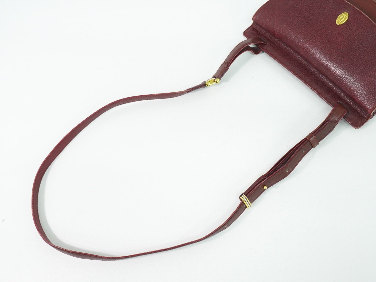 Cartier Must De Cartier Shoulder Bag Leather Burgundy Leather Shoulder Bag Bag (Pre-Owned)