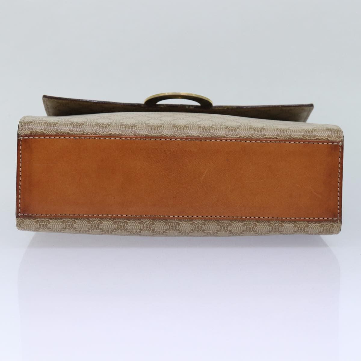 Celine Vintage Macadam Circle Logo Shoulder Bag Canvas And Leather Beige Canvas Shoulder Bag Bag (Pre-Owned)