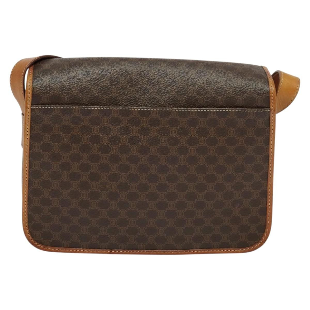Celine Macadam Shoulder Bag Pvc Leather Brown Canvas Bag (Pre-Owned)