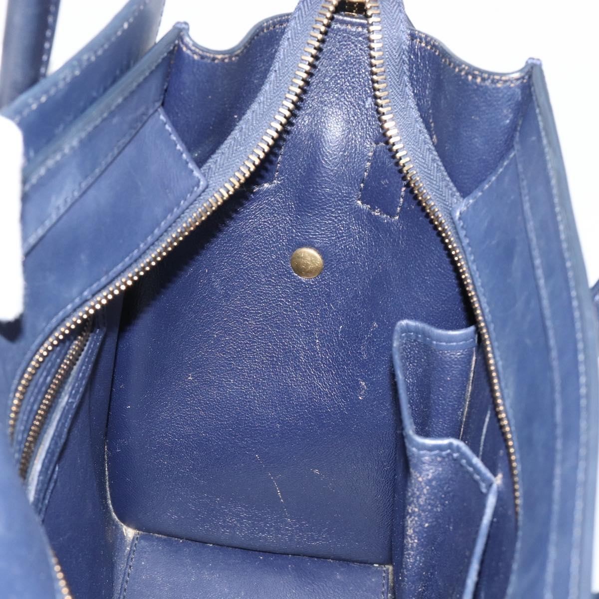 Celine Tricolor Luggage Bag Leather Navy Leather Handbag (Pre-Owned)