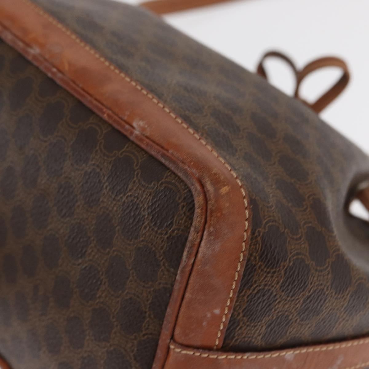 Celine Vintage Macadam Shoulder Bag Canvas And Leather Brown Canvas Shoulder Bag Bag (Pre-Owned)
