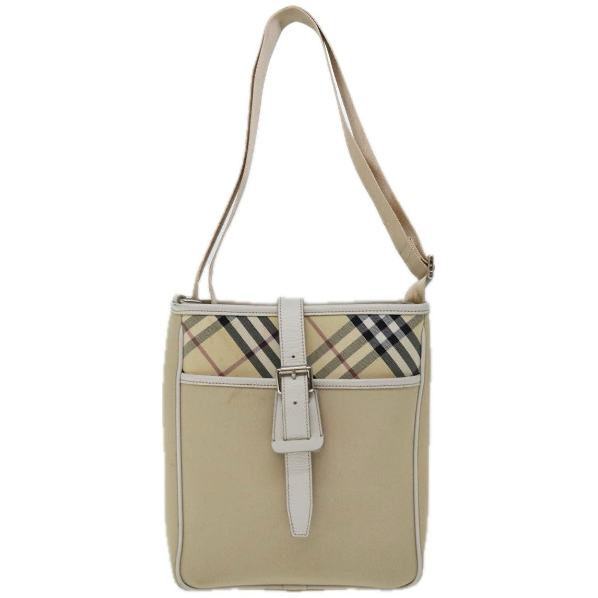 Burberry Nova Check Shoulder Bag Canvas Beige Canvas Shoulder Bag Bag (Pre-Owned)