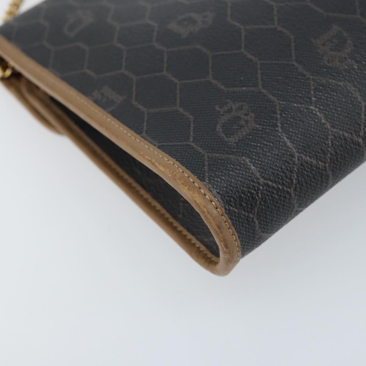 Christian Dior Vintage Honeycomb Chain Canvas Black Canvas Shoulder Bag Bag (Pre-Owned)