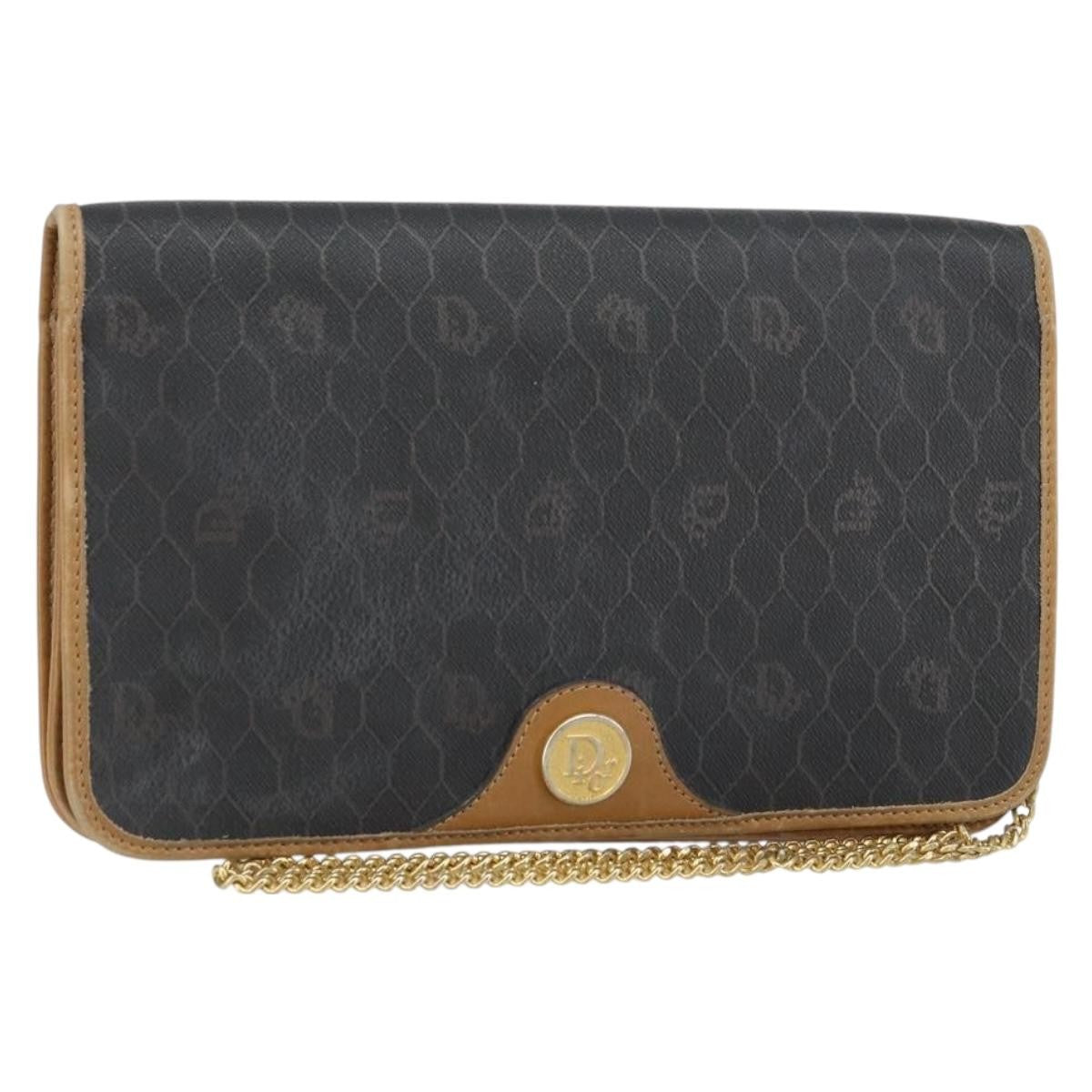 Christian Dior Vintage Honeycomb Clutch Canvas Black Canvas Clutche & Pouche Bag (Pre-Owned)