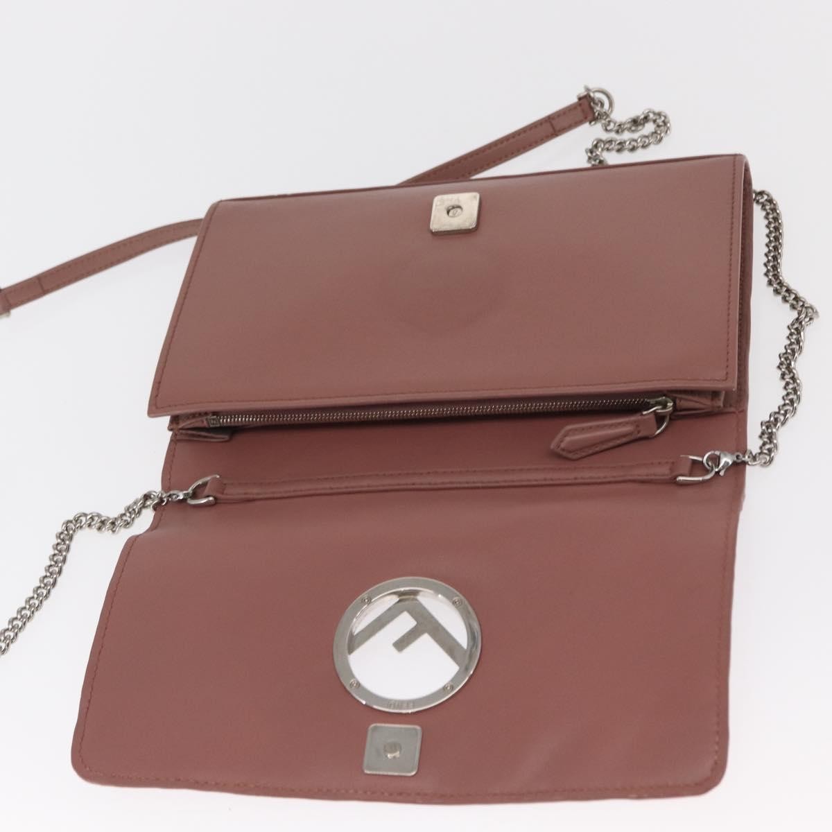 Fendi F Is Fendi Wallet On Chain Leather Pink Leather Shoulder Bag Bag (Pre-Owned)