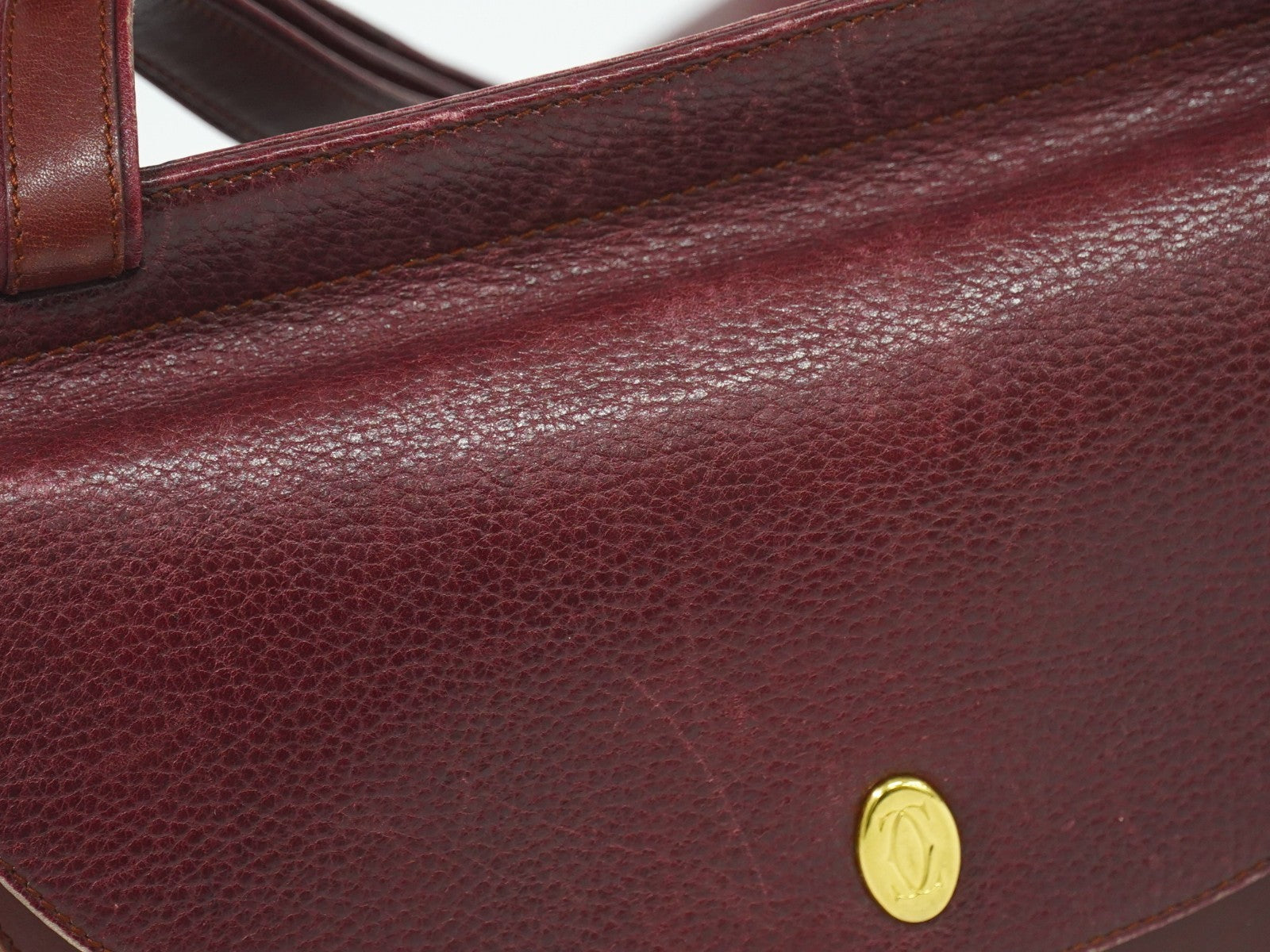 Cartier Must De Cartier Shoulder Bag Leather Burgundy Leather Shoulder Bag Bag (Pre-Owned)