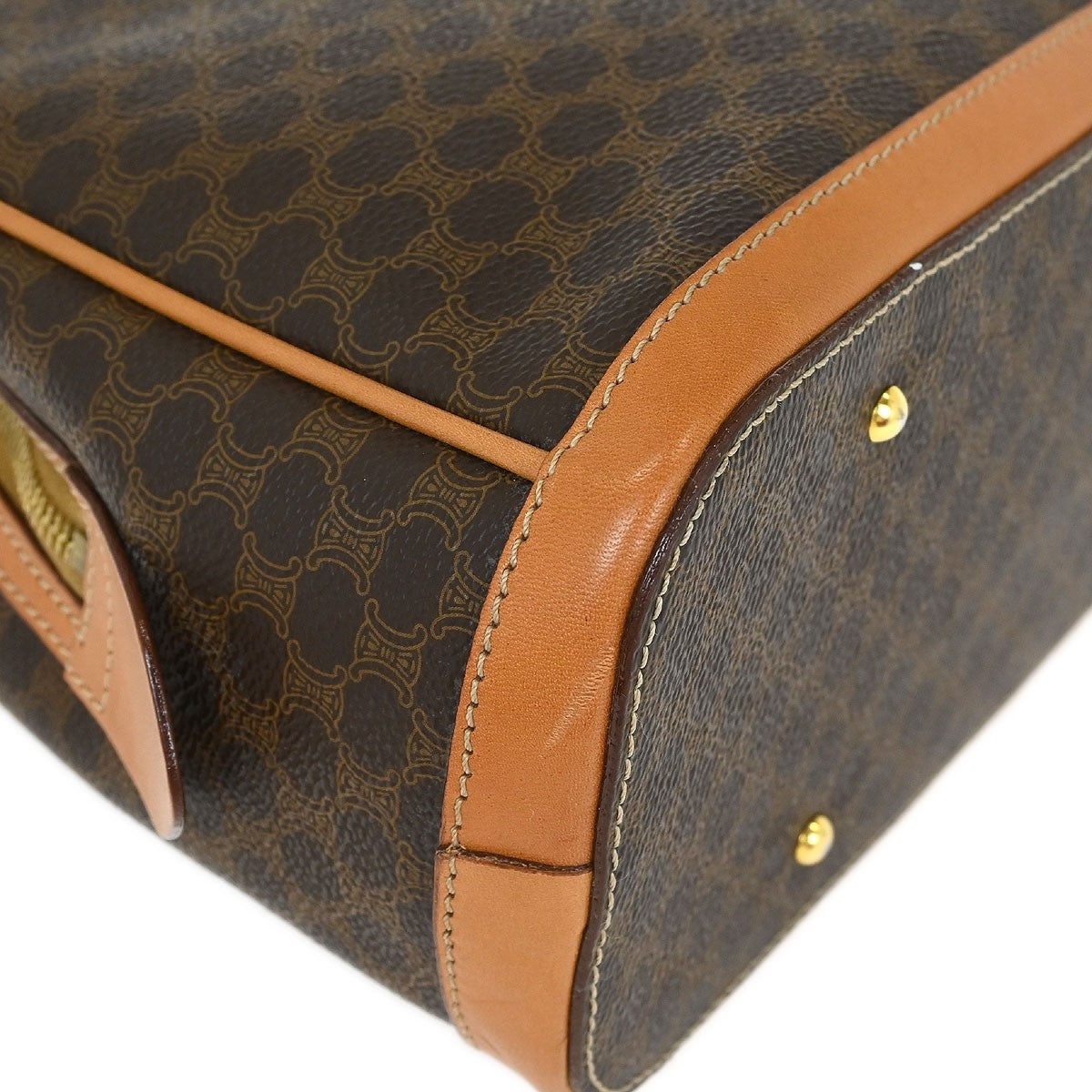 Celine C Macadam Handbag Canvas Brown Canvas Handbag (Pre-Owned)