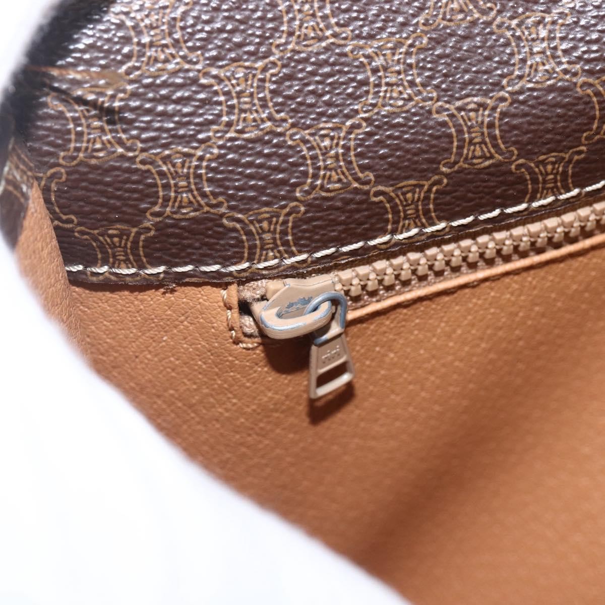 Celine Vintage Macadam Shoulder Bag Canvas Brown Canvas Shoulder Bag Bag (Pre-Owned)