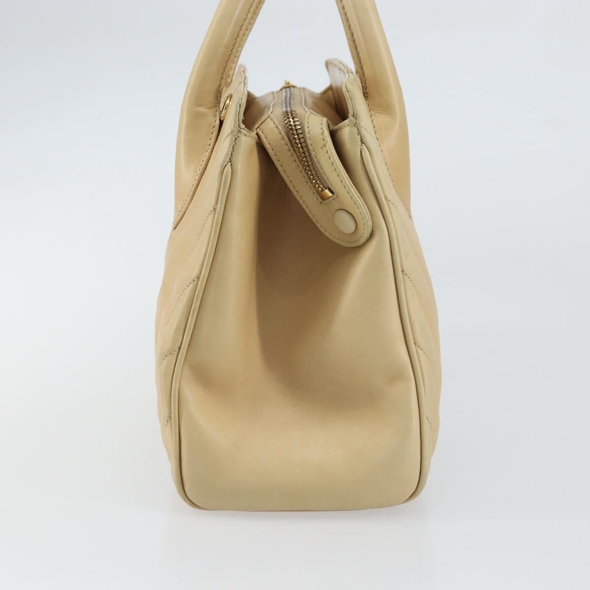 Chanel Vintage Convertible Tote Chevron Lambskin Beige Leather Tote Bag Bag (Pre-Owned)