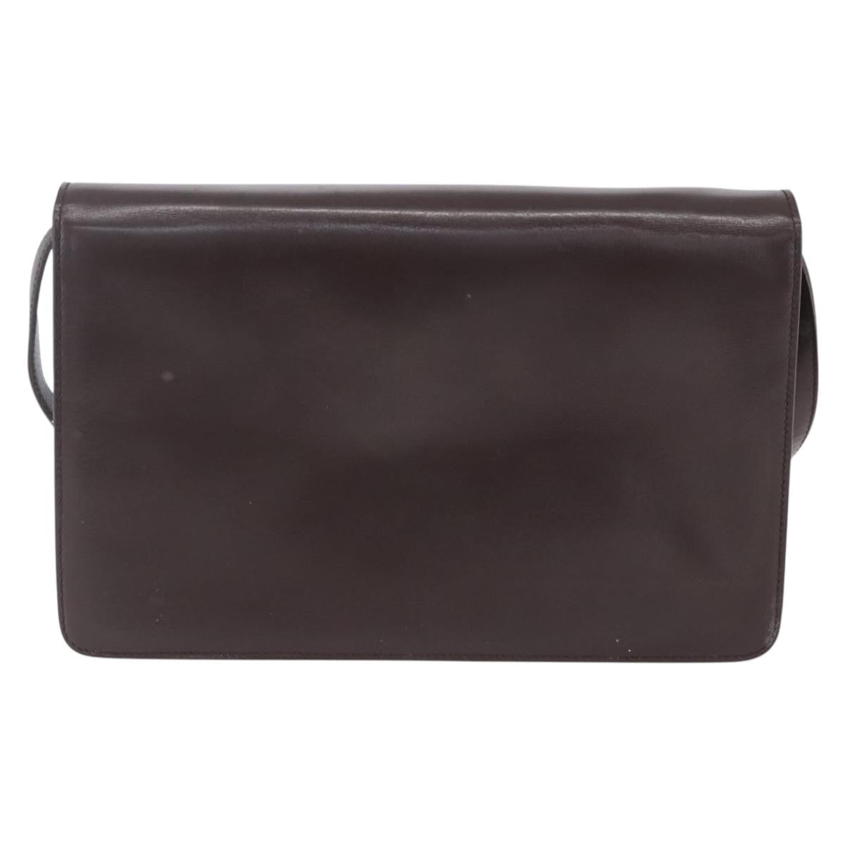 Gucci Vintage Shoulder Bag Leather Brown Leather Shoulder Bag Bag (Pre-Owned)