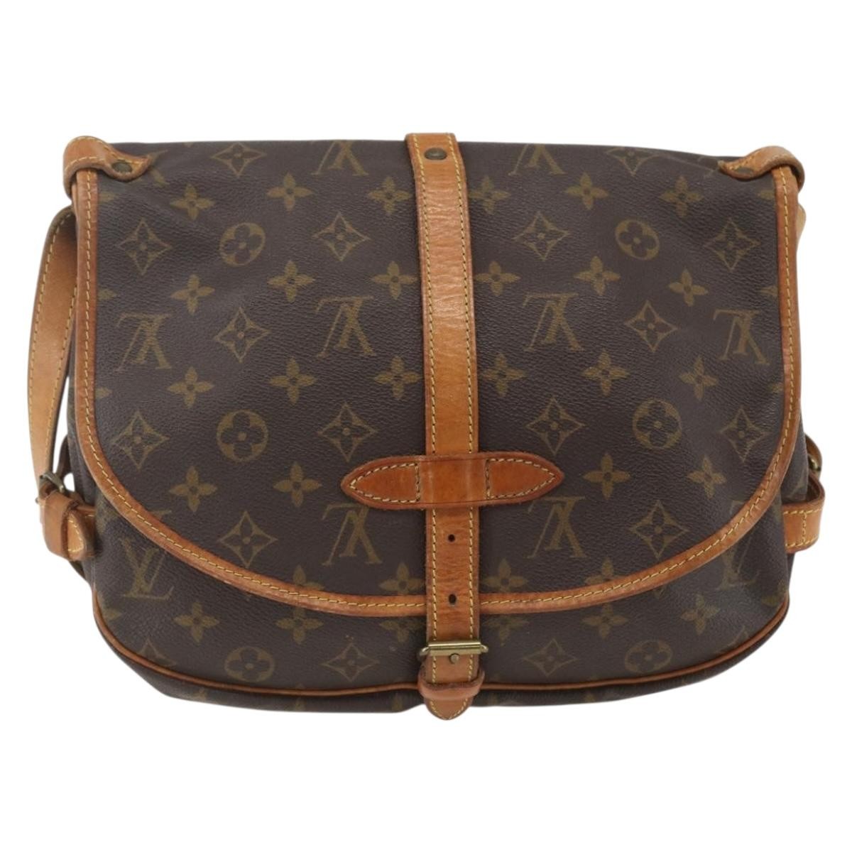 Louis Vuitton Saumur Handbag Monogram Canvas Brown Canvas Shoulder Bag Bag (Pre-Owned)