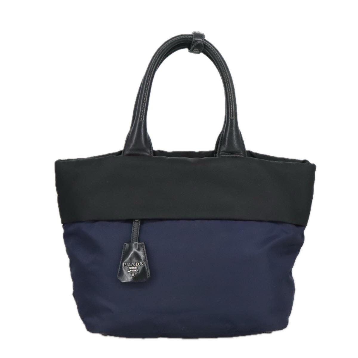 Prada Convertible Double Tote Tessuto Navy Nylon Bag (Pre-Owned)