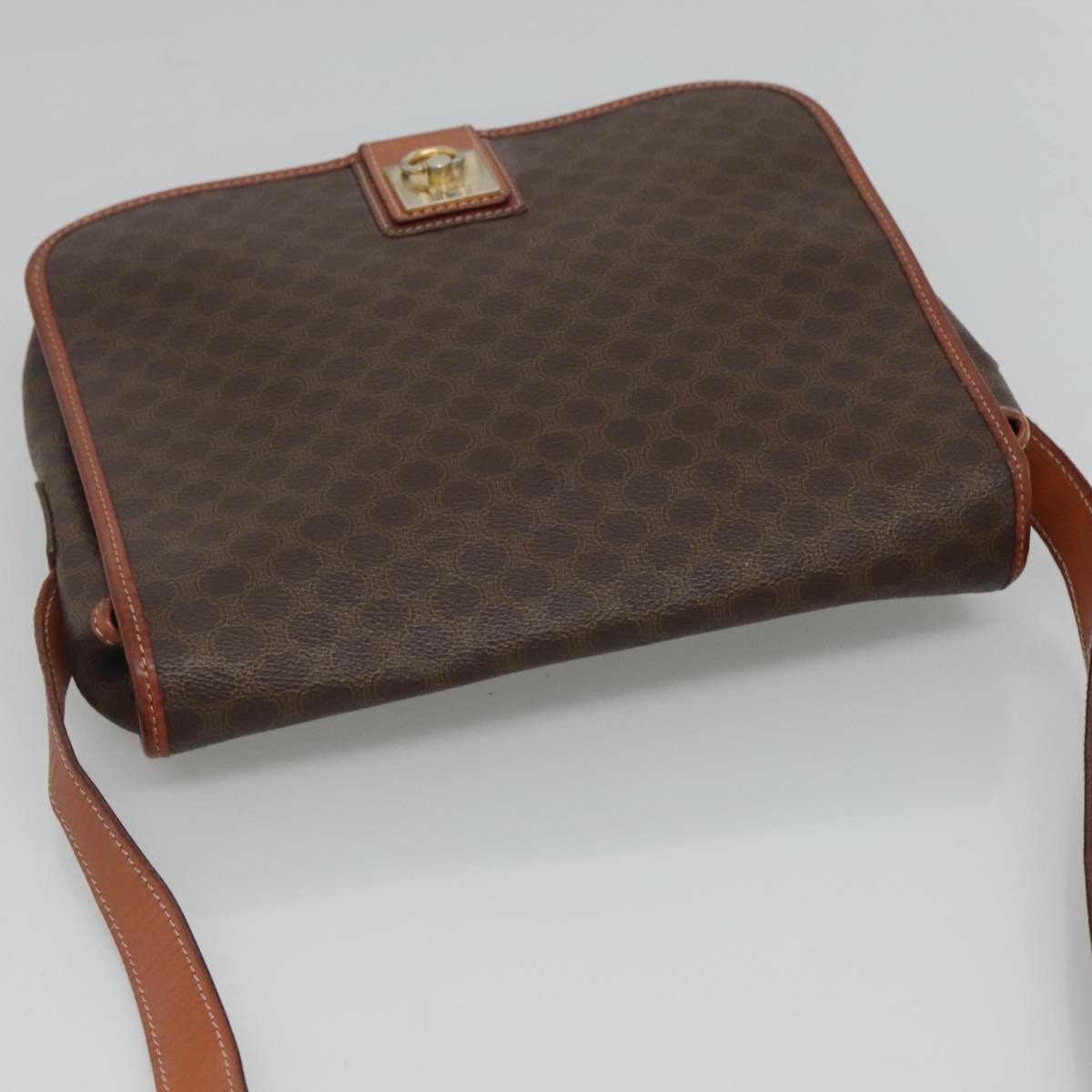Celine Vintage Macadam Shoulder Bag Canvas And Leather Brown Canvas Shoulder Bag Bag (Pre-Owned)