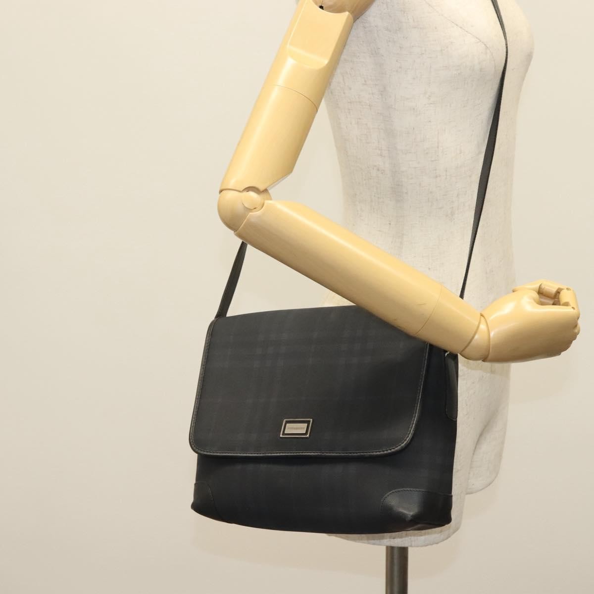 Burberry Nova Check Shoulder Bag Canvas Navy Canvas Shoulder Bag Bag (Pre-Owned)