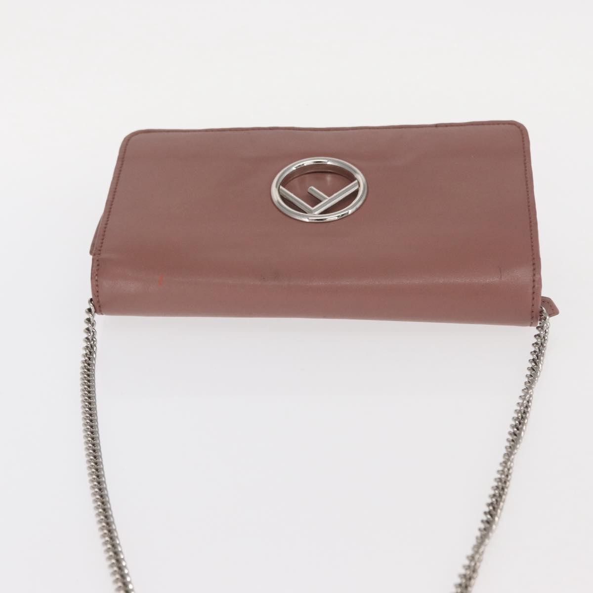 Fendi F Is Fendi Wallet On Chain Leather Pink Leather Shoulder Bag Bag (Pre-Owned)