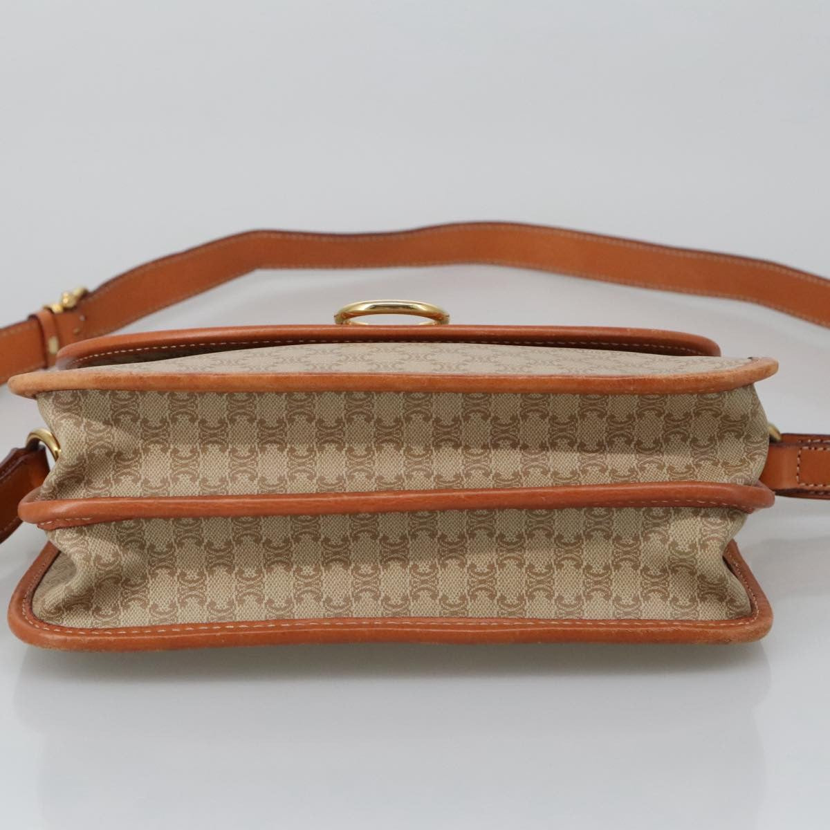 Celine Vintage Macadam Shoulder Bag Canvas And Leather Beige Canvas Shoulder Bag Bag (Pre-Owned)