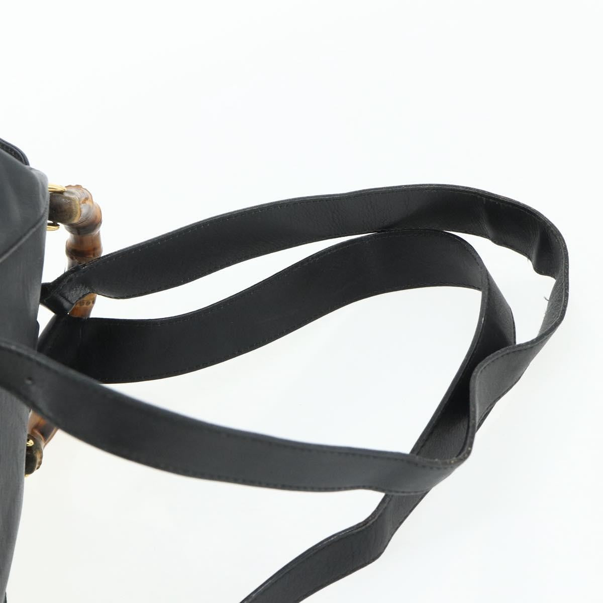 Gucci Vintage Bamboo Backpack Leather Black Leather Backpack Bag (Pre-Owned)