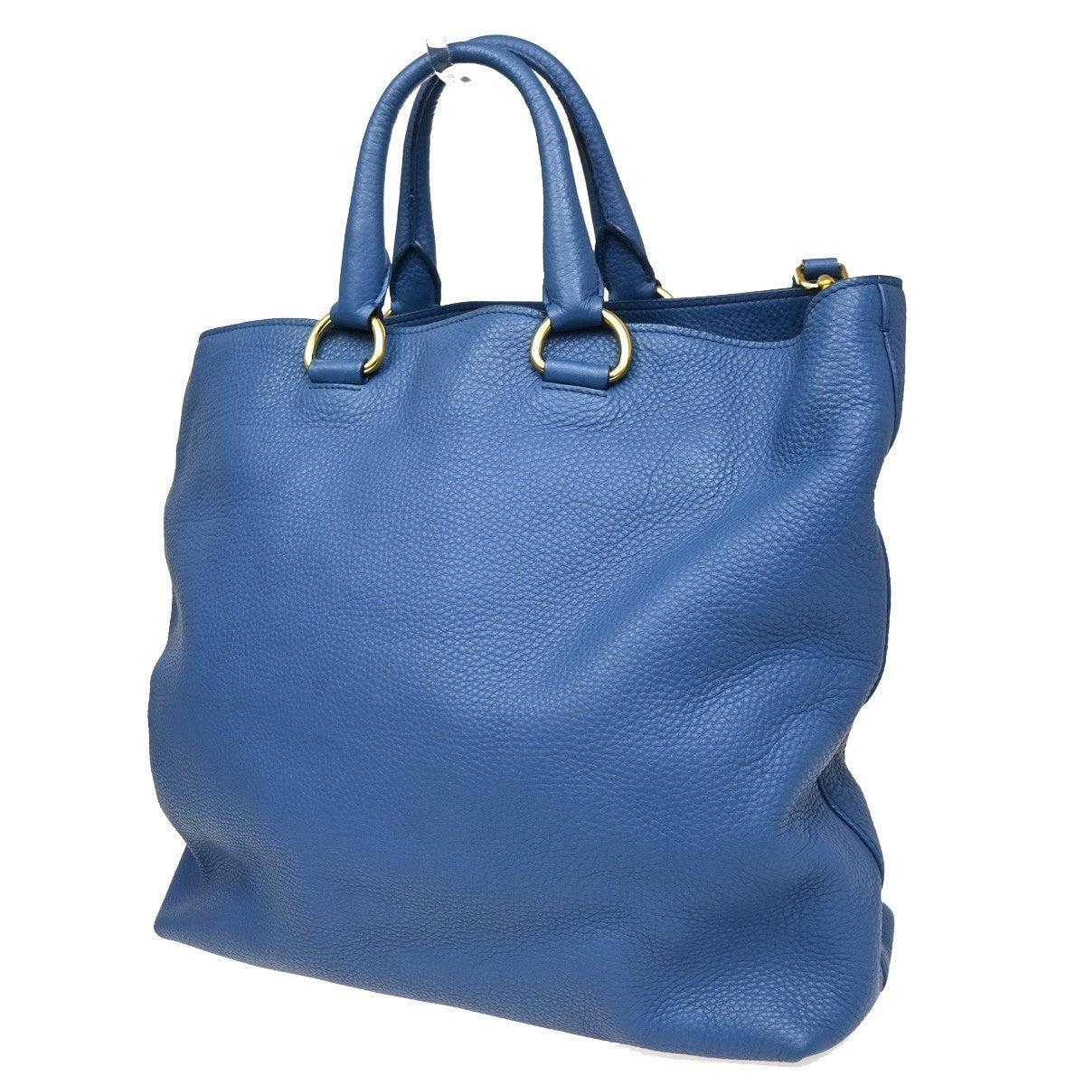 Prada Convertible Shopper Tote Vitello Daino Blue Leather Tote Bag Bag (Pre-Owned)