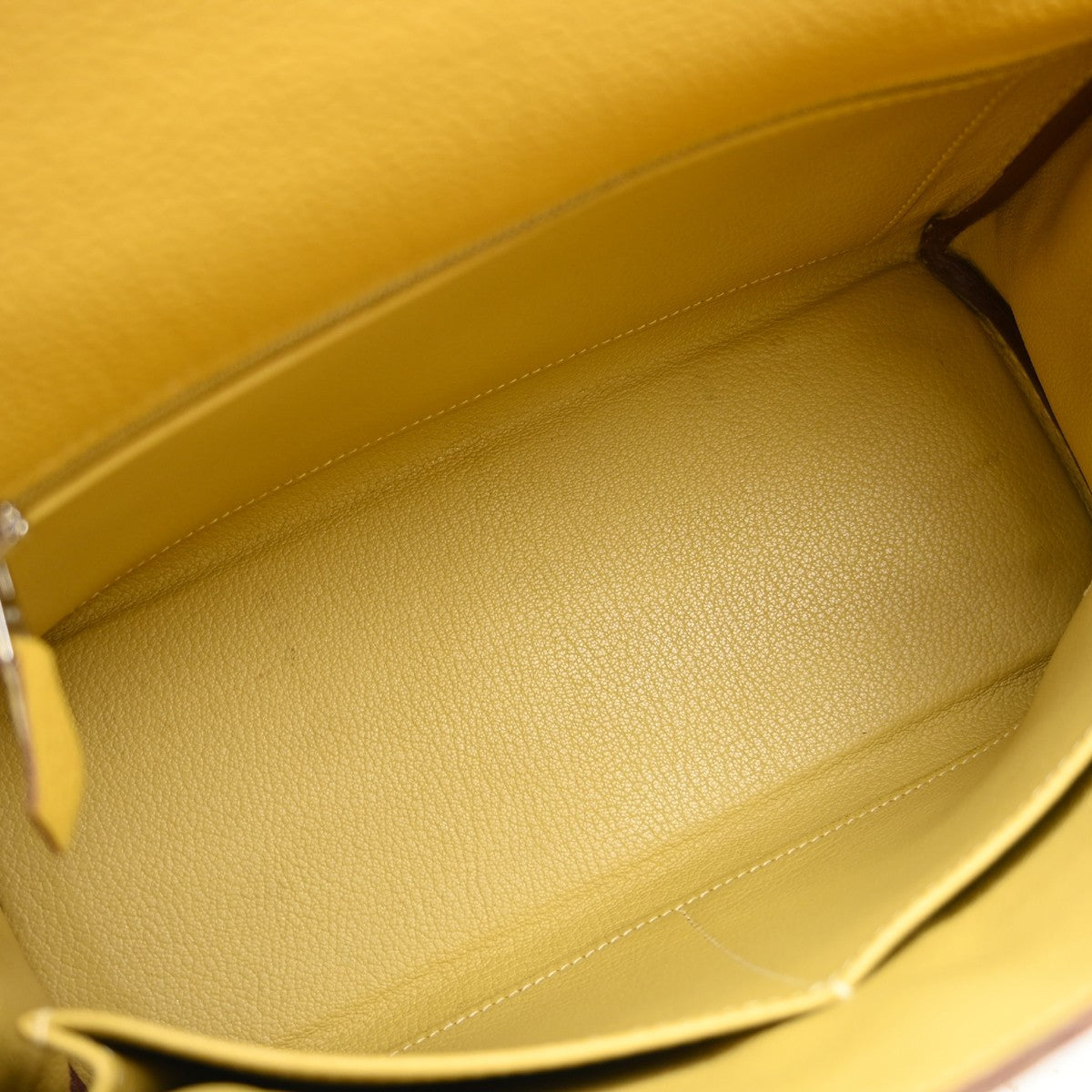 Hermes Kelly Handbag Yellow Epsom With Palladium Hardware Yellow Leather Handbag (Pre-Owned)