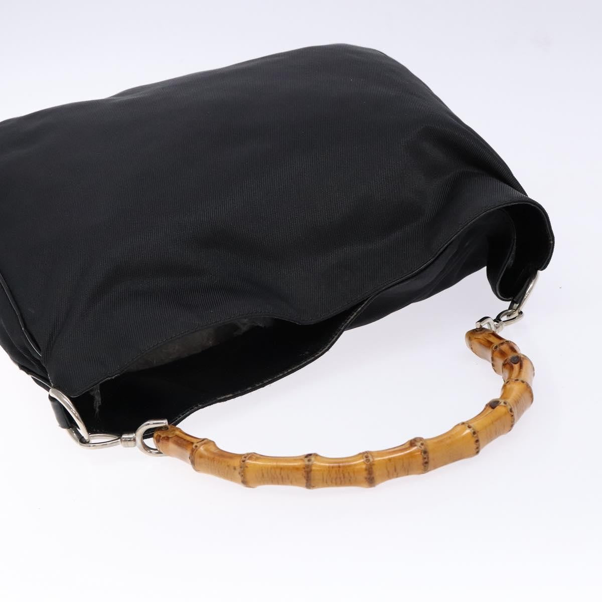 Gucci Vintage Bamboo Handle Tote Nylon Black Nylon Bag (Pre-Owned)