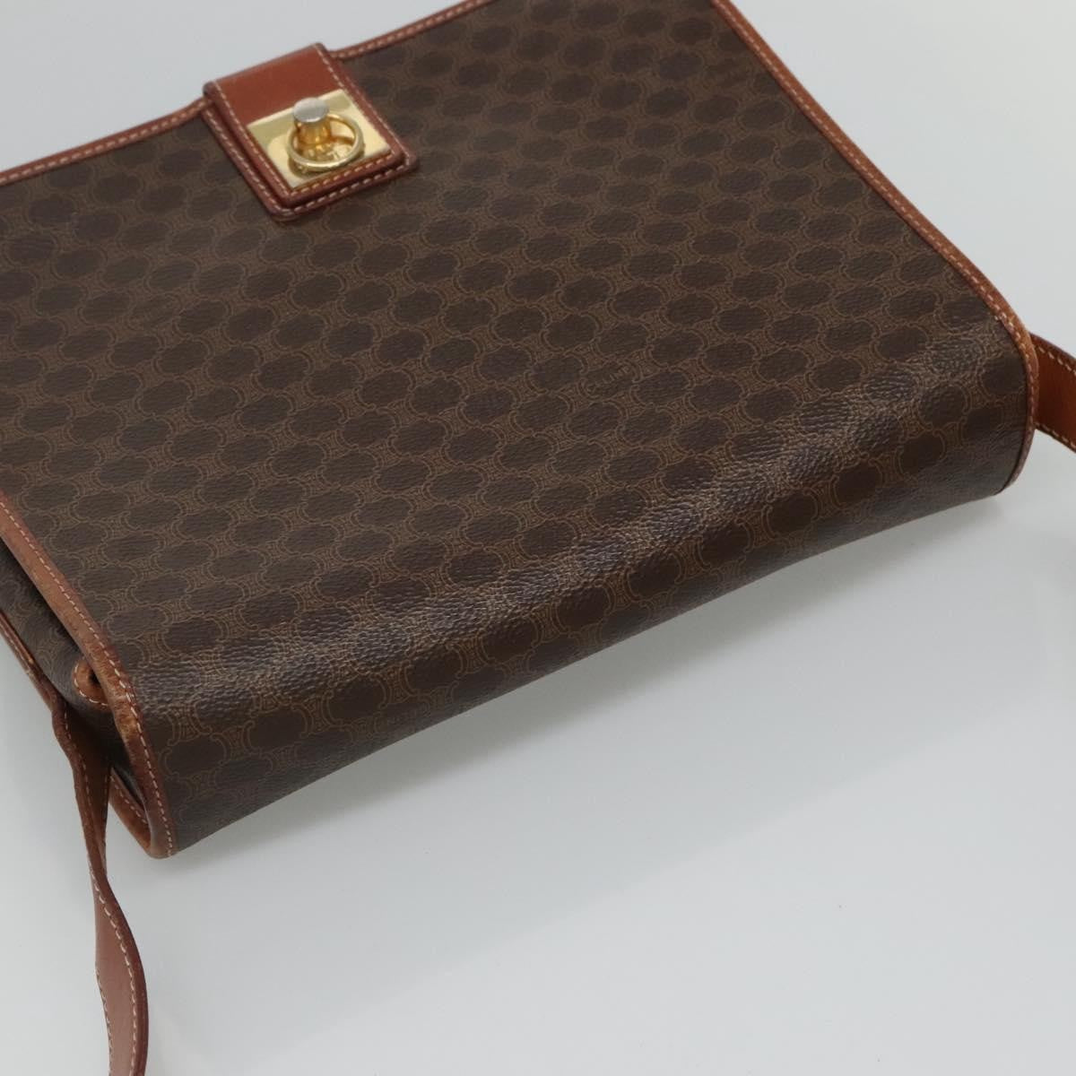 Celine Vintage Macadam Shoulder Bag Canvas And Leather Brown Canvas Shoulder Bag Bag (Pre-Owned)