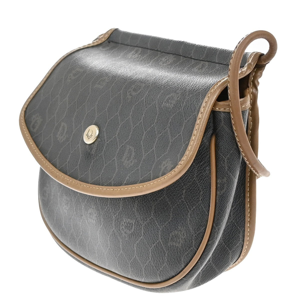 Christian Dior Vintage Honeycomb Shoulder Bag Canvas And Leather Brown Pvc Shoulder Bag Bag (Pre-Owned)