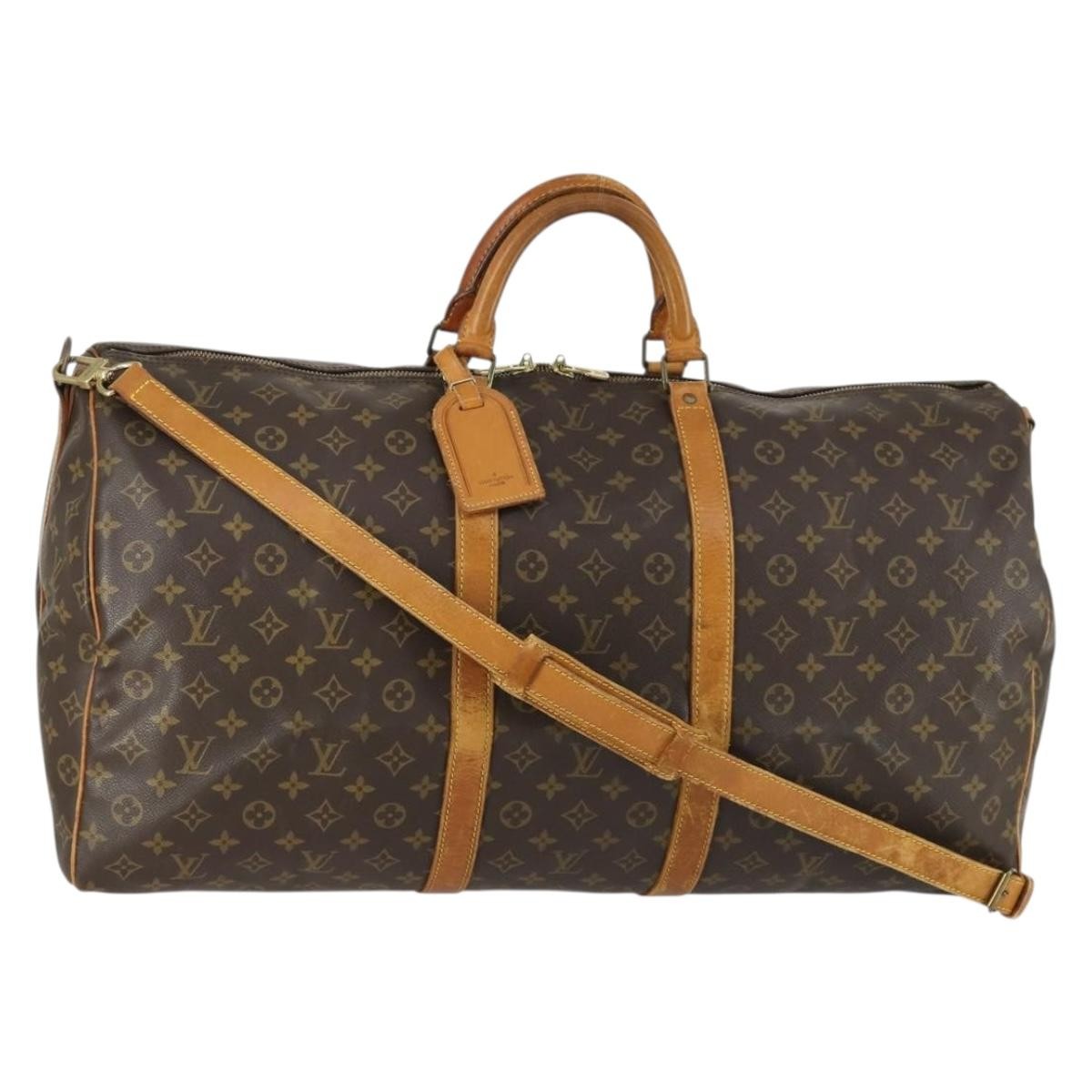 Louis Vuitton Keepall Bandouliere Bag Monogram Canvas Brown Canvas Travel Bag Bag (Pre-Owned)