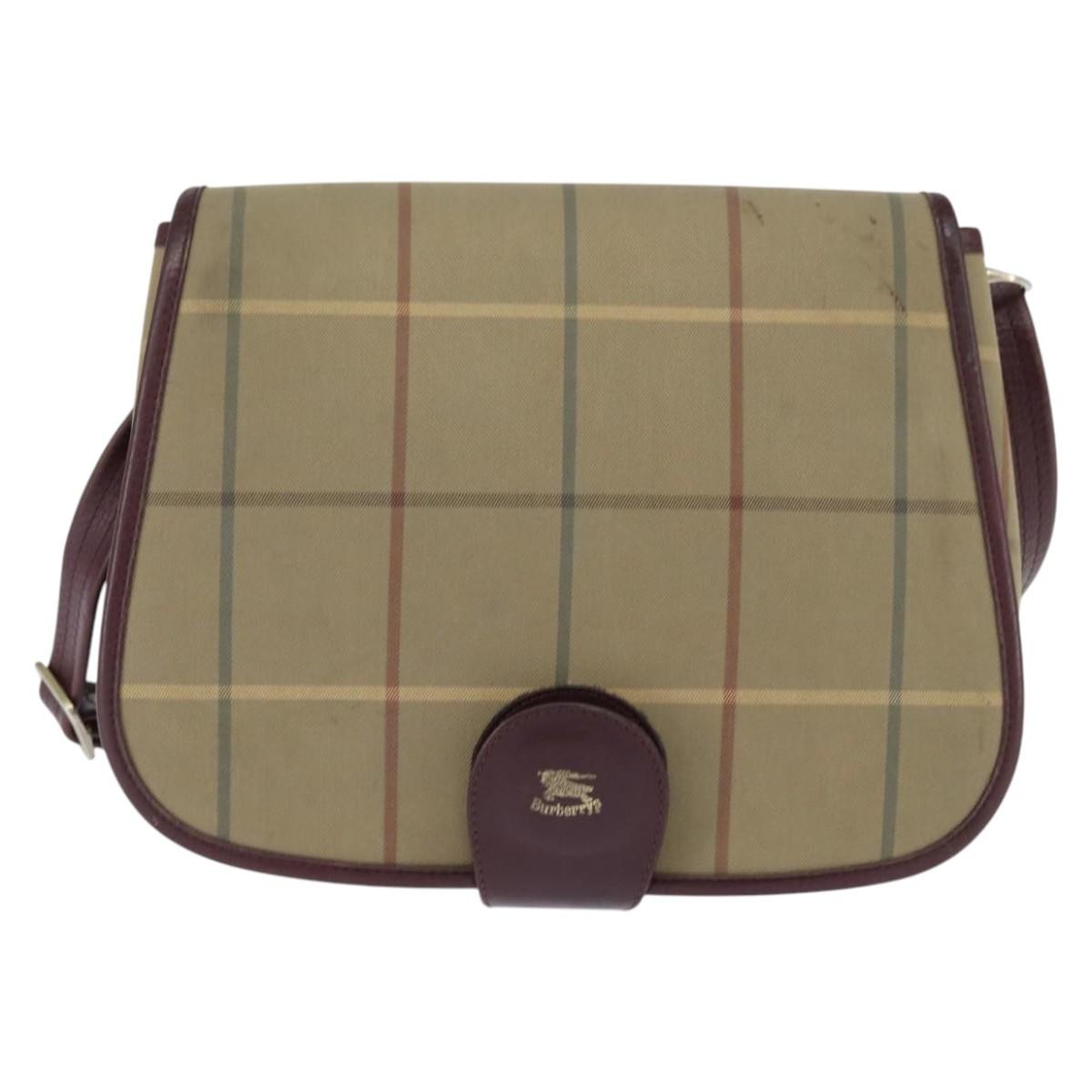 Burberry Nova Check Shoulder Bag Canvas Beige Canvas Shoulder Bag Bag (Pre-Owned)