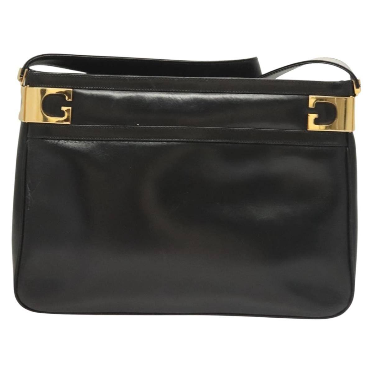 Gucci Vintage Shoulder Bag Leather Black Leather Shoulder Bag Bag (Pre-Owned)