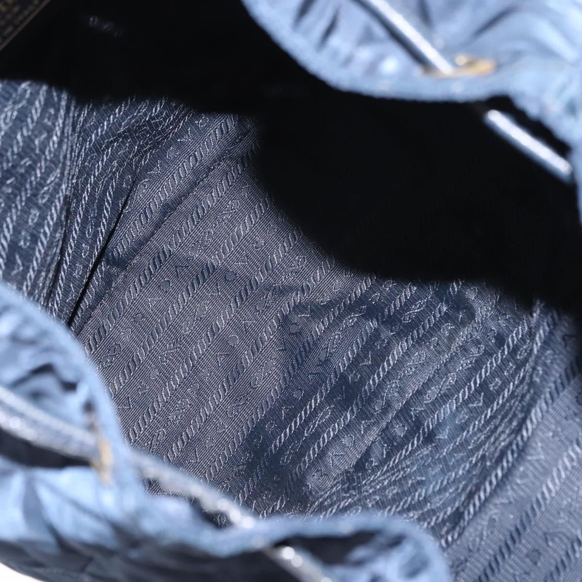 Prada Buckle Backpack Quilted Tessuto Navy Nylon Backpack Bag (Pre-Owned)