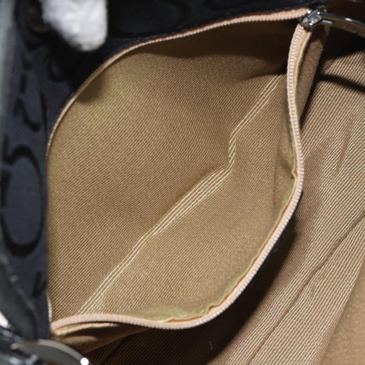 Salvatore Ferragamo Gancini Shoulder Bag Canvas Black Canvas Shoulder Bag Bag (Pre-Owned)